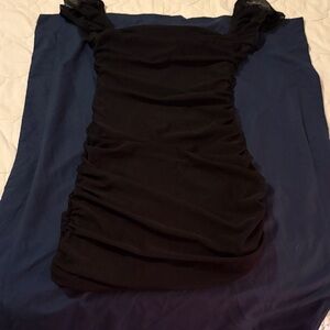 Princess Polly Elegant Black Ruched Mini Dress